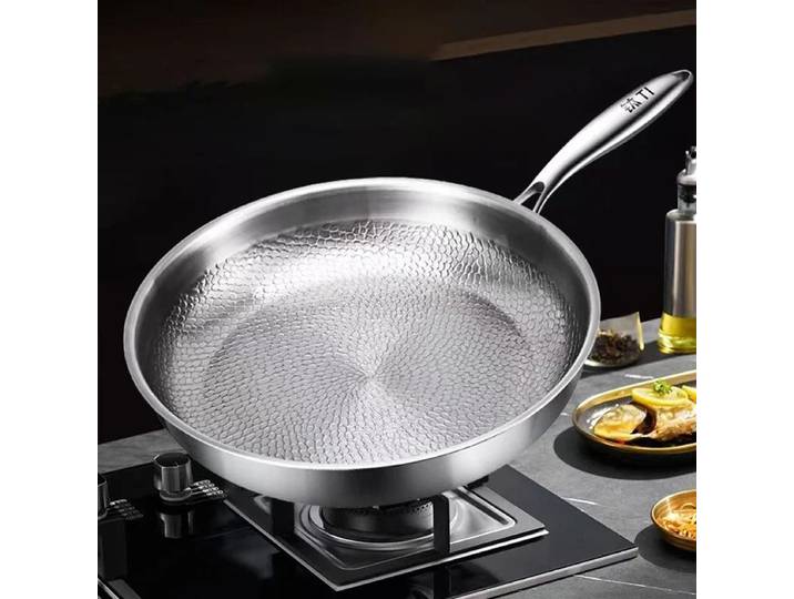 Poêle à frire allemande en acier titane, poêle antiadhésive non revêtue, motif marteau en écailles de poisson, poêle à Steak domestique, ustensiles de cuisine