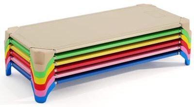 Costway Portable 6 Pack Stackable Daycare Cots Sleeping Bed for Kids 52 Inch-Multicolor