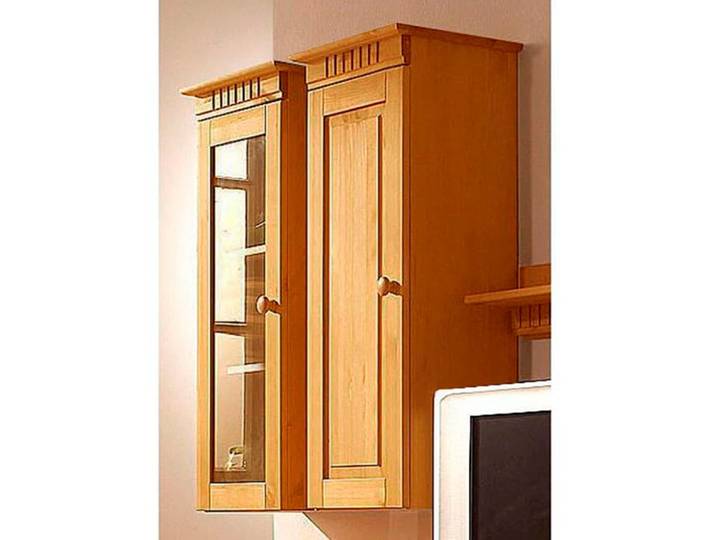 Hängevitrine OTTO HOME Cubrix, wahlweise mit oder ohne Glastür , beige (natur gebeizt, gewachst), B:35cm H:85cm T:28cm, Massivholz, Schränke, aus schönem massivem Kiefernholz, Breite 35 cm, Höhe 85 cm