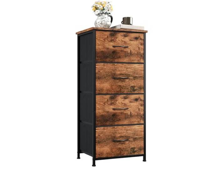 Kommode mit 4 Schubladen, Stoffschubladen-Aufbewahrungsorganisator Vertikale Kommode for Schlafzimmer, Schrank, Wohnzimmer, Eingangsbereich