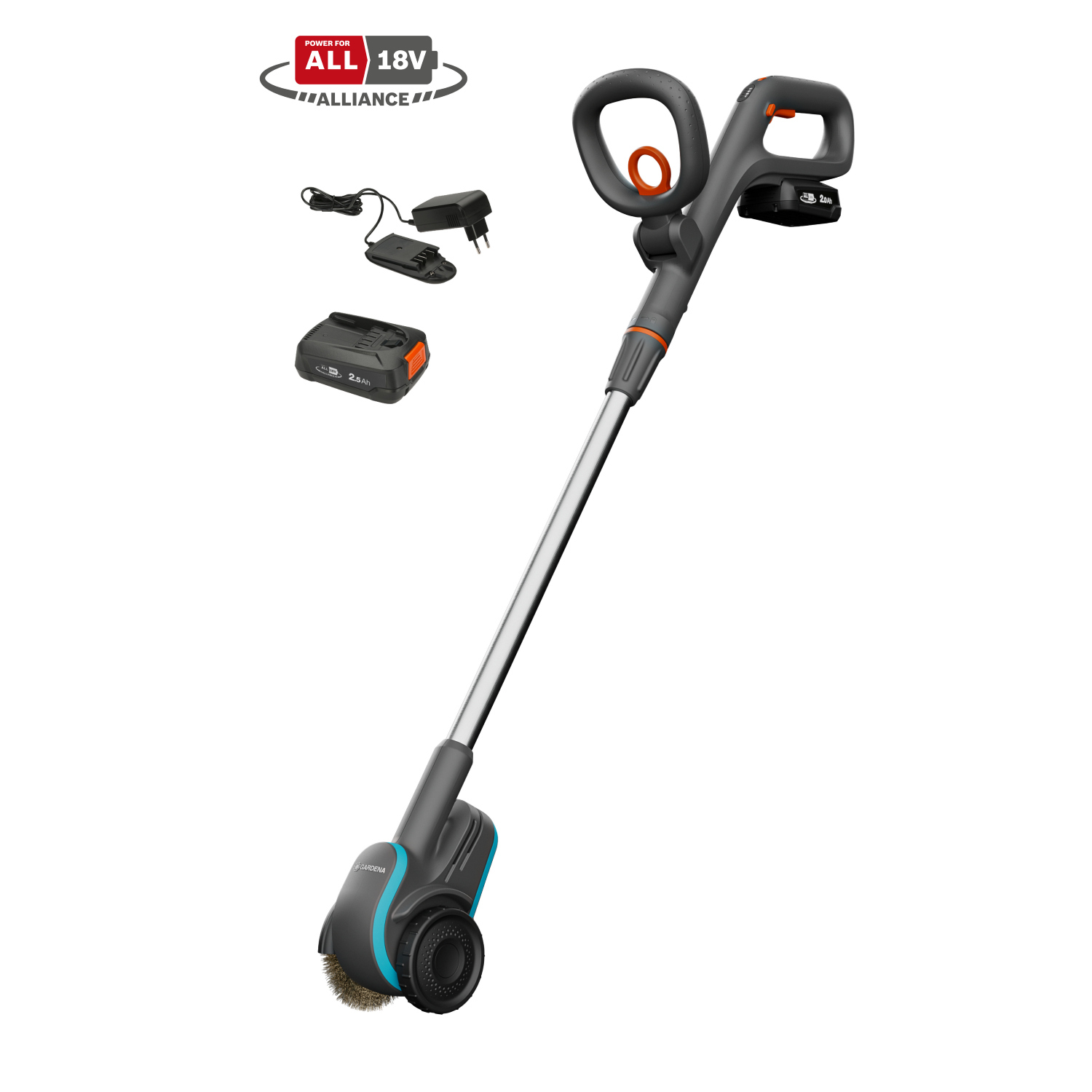 Gardena Akku-Fugenbürste EasyWeed 1800/18V P4A Ready-To-Use Set, 14820-20