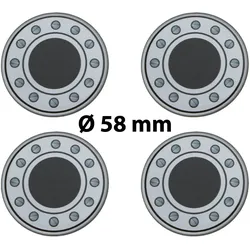 4 x Ø 58 mm Polymere Aufkleber / Schrauben-Optik / Nabenkappen, Felgendeckel
