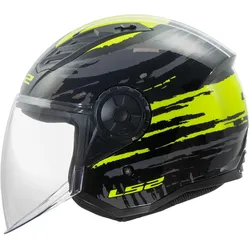 LS2, Motorradhelm, HELM OF616 AIRFLOW II BRUSH SW/GE GR. XL (XL, 61 - 62 cm)