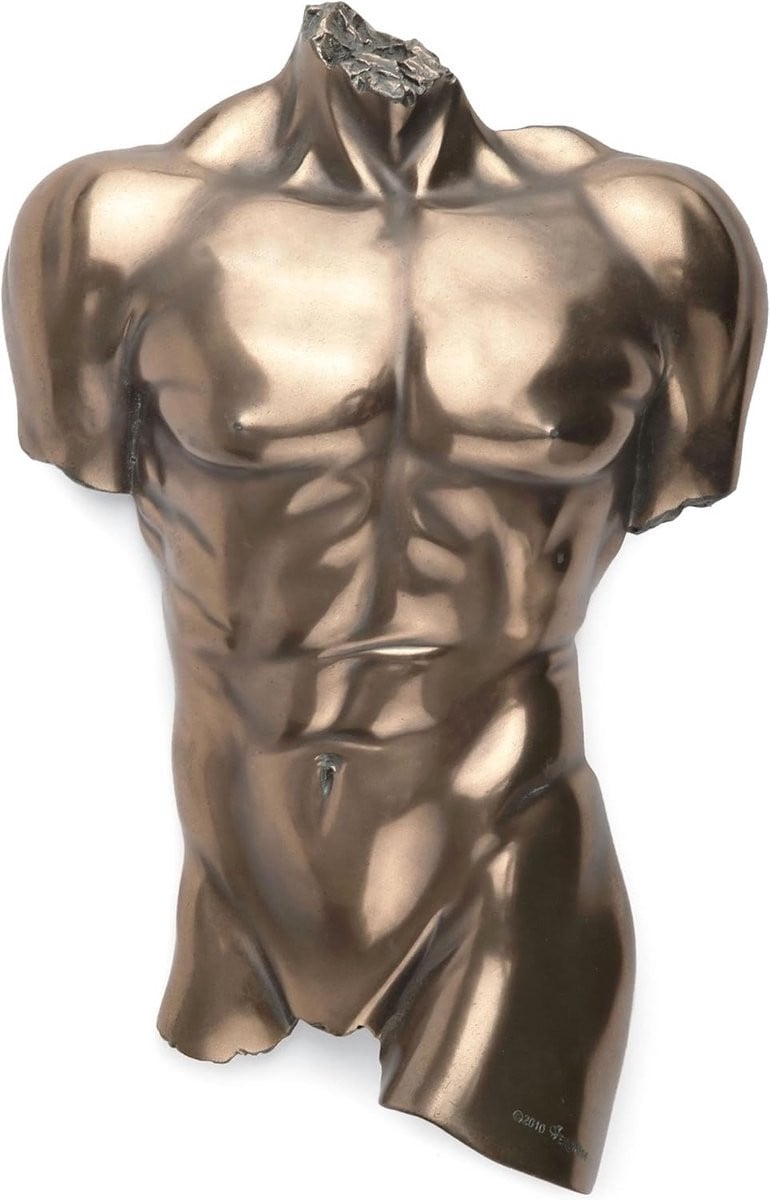 Decoratief Bronzen Naakt Heren Torso Wandbeeld