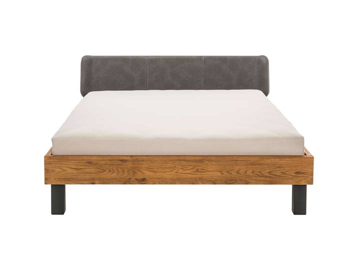 Hasena Bett Oak-Line Wild Dunkelgrau, Natur Wildeiche, Metall Massivholz 160 x 200 cm - Möbel Konfigurator: Traummöbel individuell zusammenstellen