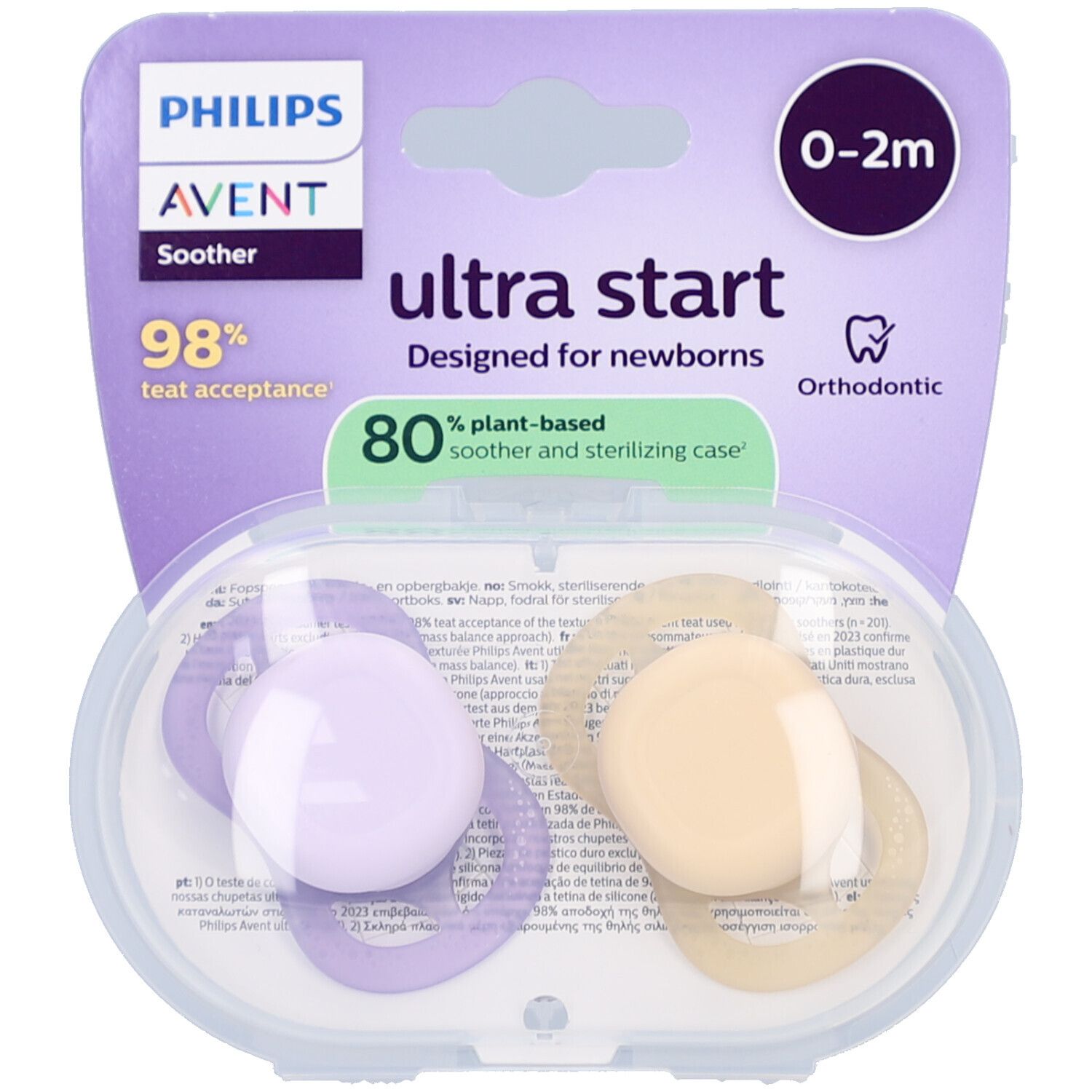 Philips Avent Fopspeen +0m Start perzik/lila effen 2st 2 St Schnuller