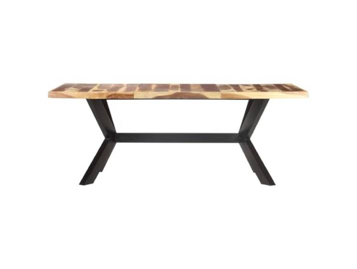 GPUTYGHN Esstisch 200x100x75 cm Massivholz Honigfarben Industrial Style Akazienholz, Kautschukholz, Stahlgestell, Stahlkreuz, handgefertigt, Küche, Esszimmer, Industrial Look