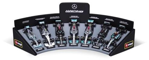 Bburago F1 Mercedes AMG Deluxe cadeau set met displaystandaard, 1:43 schaal raceauto