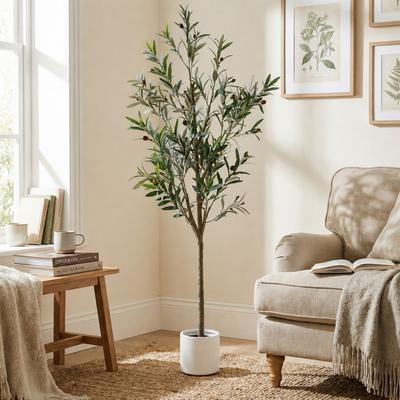 YVANLA Artificial Olive Tree with Lifelike Fruits Fake Olive Plant Potted