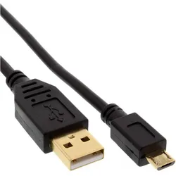 INLINE Micro-USB 2,0 Kabel, USB-A Stecker an Micro-B Stecker, vergoldete Kontakte, 0,5m