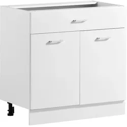 VEVOR Unterschrank 800x475x815 mm BxTxH Spanplatte Küchenunterschrank Weiß, für Waschküche & Bad, ohne Arbeitsplatte, im Shaker-Stil, mit Verstellbarem Einlegeboden, 1 Schublade, 2 Türen & Scharnieren