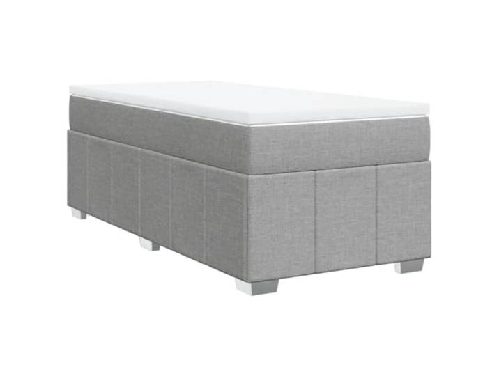PUGYNBK Boxspringbett mit Matratze, Hellgrau, 80 x 200 cm Weiches Polyestergewebe, Taschenfederkerne, Lattenrost, stabile Beine