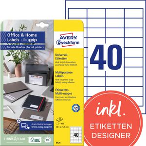 Zweckform Universaletiketten 6126, weiß, 48,5 x 25,4mm, 10 Blatt, 400 Stück