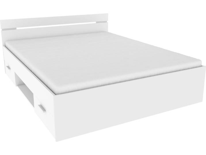 CBA Meubles MICHIGAN, Bett mit Aufbewahrung/Ausziehbett, Königin, Rechteckig, Weiß, 160 cm, 2 m