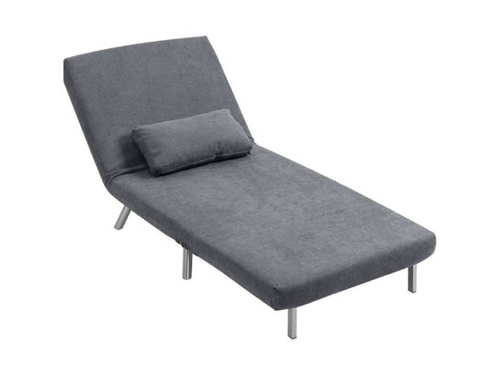 ELVORIN fauteuil convertible 1 place 80 x 75 x 83 cm lit d appoint 190 x 80 cm tissu gris fonce coussin inclus