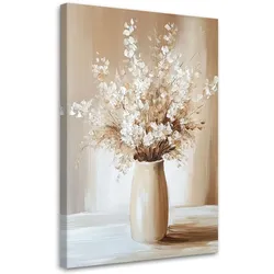LEINWANDBILD Beiger Blumenstrauß in einer Vase 70x100cm