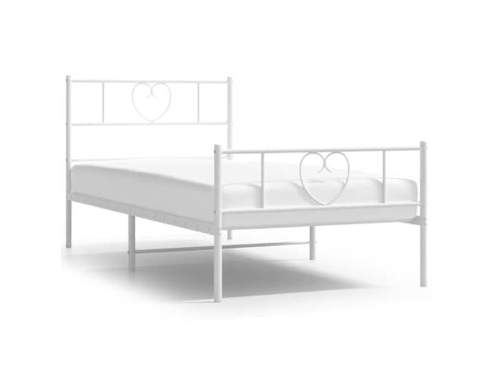 KKgypkn Metall-Bettgestell 100x200 cm mit Kopf- und Fußteil, Lattenrost und Stauraum, pulverbeschichteter Stahlrahmen für Schlafzimmer, robuste Konstruktion
