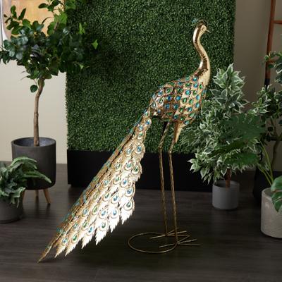 ARCILLA ELEMENTAL Brass Metal Animal Decorative Garden Sculpture with Blue and Green Jewels