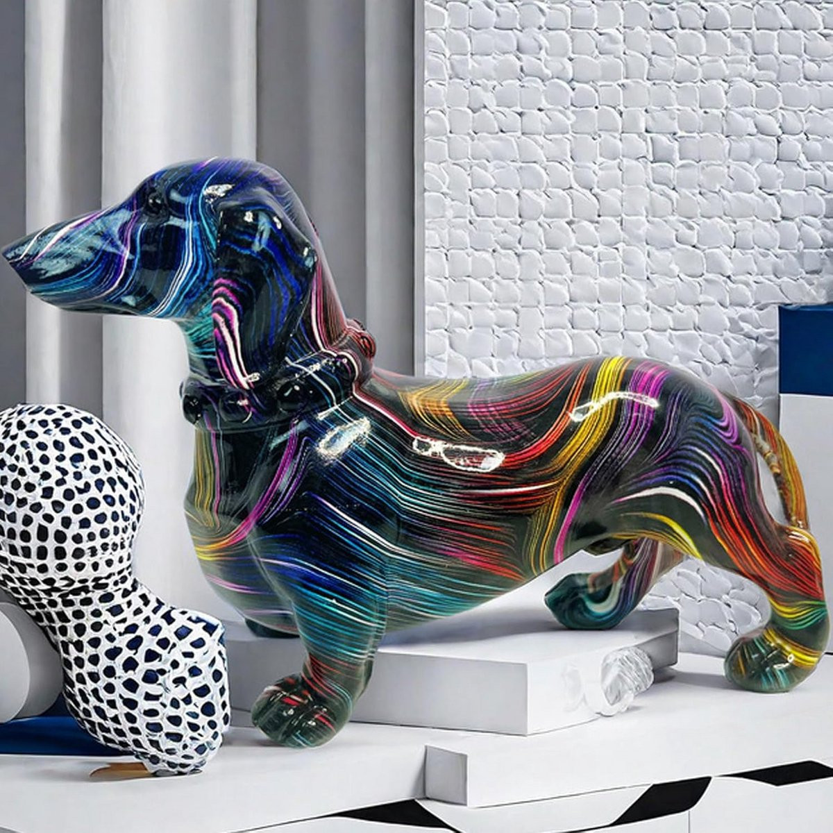 Schattig Kleurrijk Teckel Hond Beeldje voor Binnen Decoratie en Cadeau