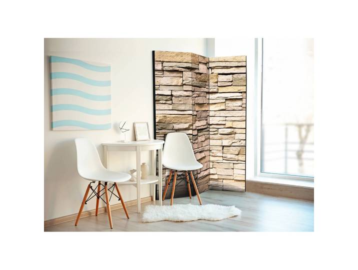 Paravent Decorative Stone Polaire Beige 135 x 172 x 3cm 3 éléments