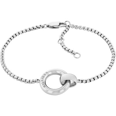 Armkette TOMMY HILFIGER "CIRCLES", silber (edelstahlfarben), Armbänder, Damen, 19cm, Edelstahl, Armkette