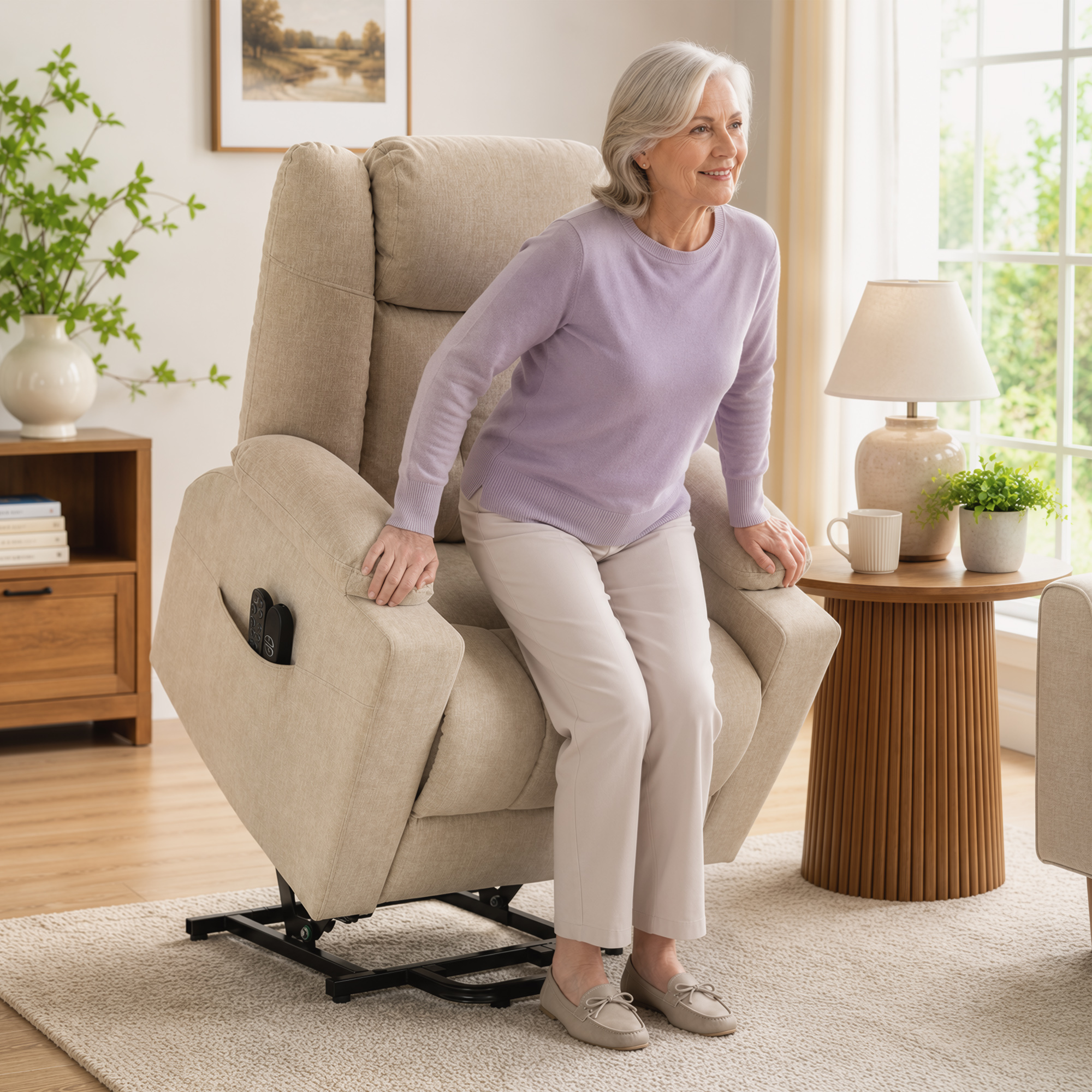 Homcom Poltrona relax elettrica alzapersona con massaggio, calore e velluto, bianco crema   Aosom Italy