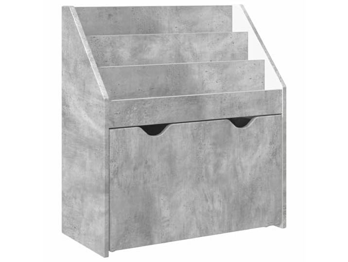 Foknhdi Standregal Beton Grau 60x29,5x69 cm Holzwerkstoff mit Schublade Kompakter Organizer für Schlafzimmer und Spielzimmer mit praktischem Stauraum, stabiler Basis und pflegeleichter Oberfläche.