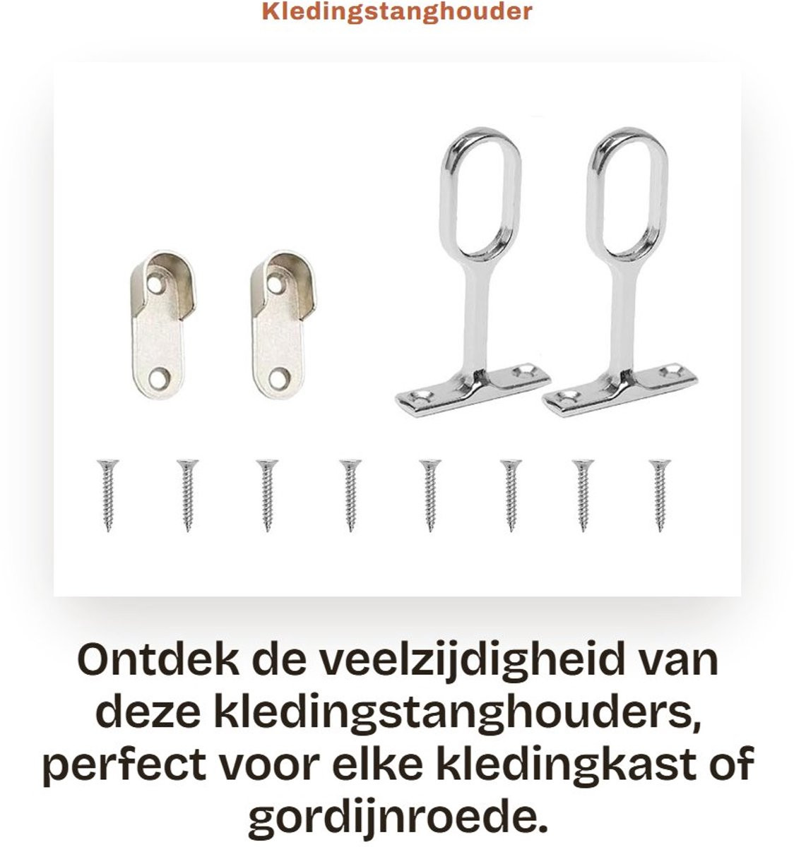 Dailygoods Kledingstanghouder Robuust - Ovale Middendrager - Zinklegering - 4 Stuks