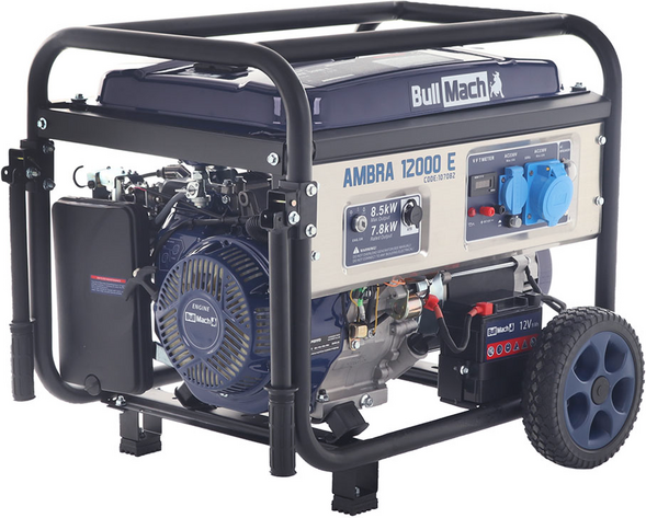 BullMach AMBRA 12000 E - Generatore di corrente carrellato a benzina con AVR 8.5 kW - Continua 7.8 kW Monofase