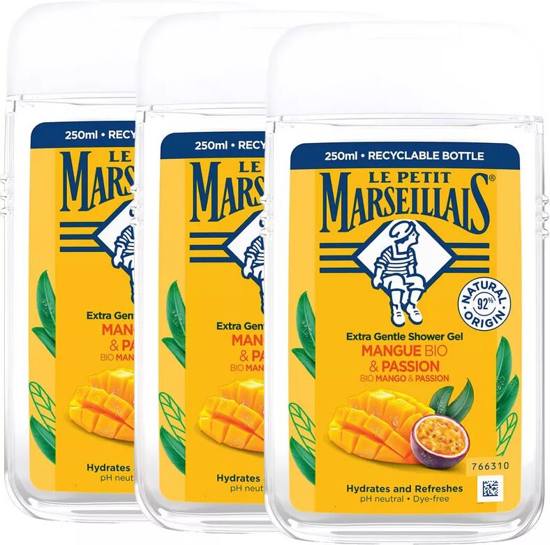 Le Petit Marseillais - Extra sanftes Duschgel Mango und Passionsfrucht TRIO, 3x250 ml