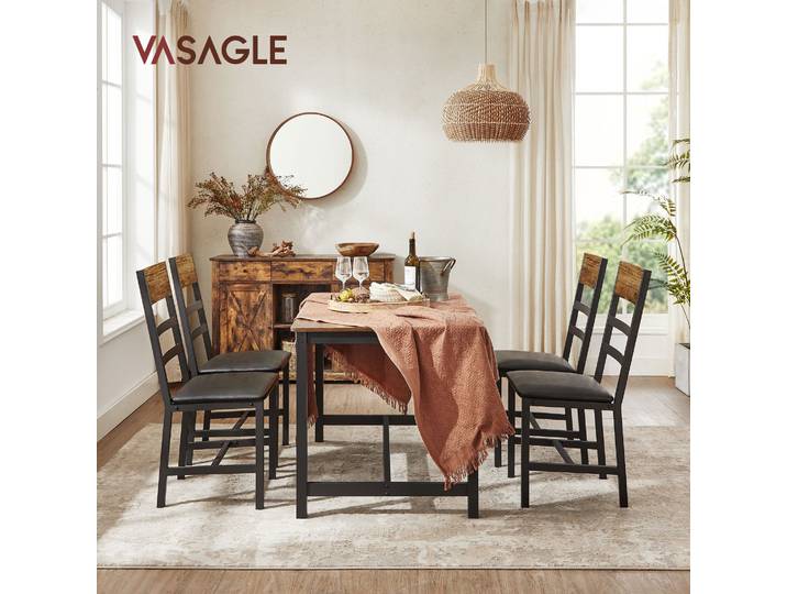 VASAGLE Chaises de Salle à Manger, Lot de 2, chaises de Cuisine pour Salle à Manger, siège rembourré, Cadre en Acier, Design Ergonomique, pour Salon, Salle à Manger