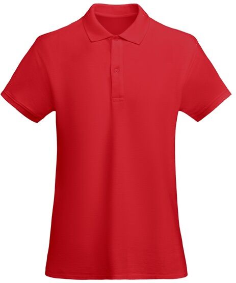 Polo ajusté personnalisé en coton bio certifié OCS Prince Woman rouge XXL