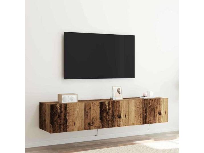 Marron Meuble TV mural Montage mural 2 pcs Bois Ancien 80x35x31 cm - ARMOIRE TV H11817
