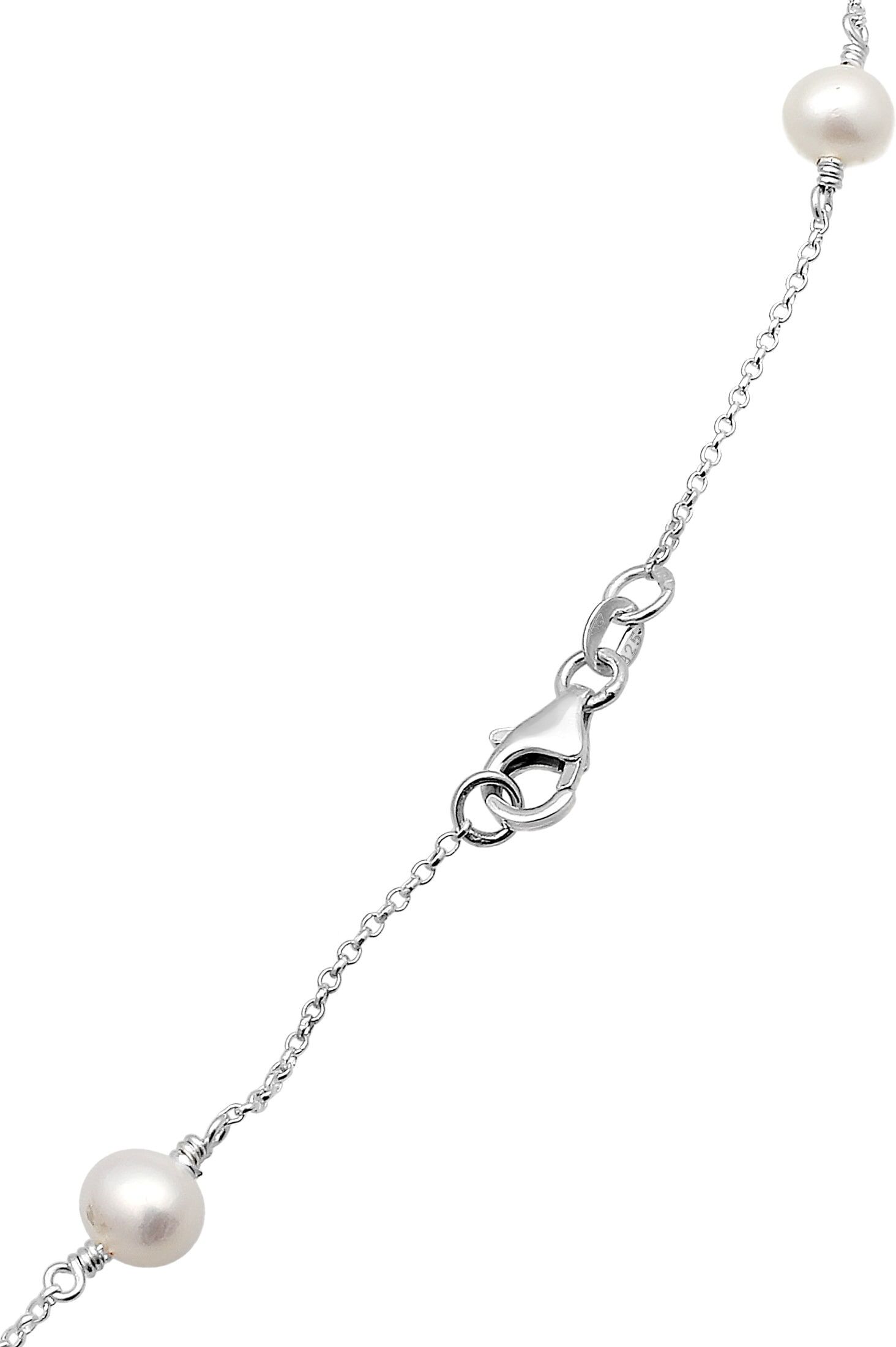 Silberkette ELLI "Halskette Erbskette Kugeln Süßwasser-Zuchtperlen 925er Silber" Gr. 40, silber, Halsketten, Damen, 40, Silber 925 (Sterlingsilber), Silberkette