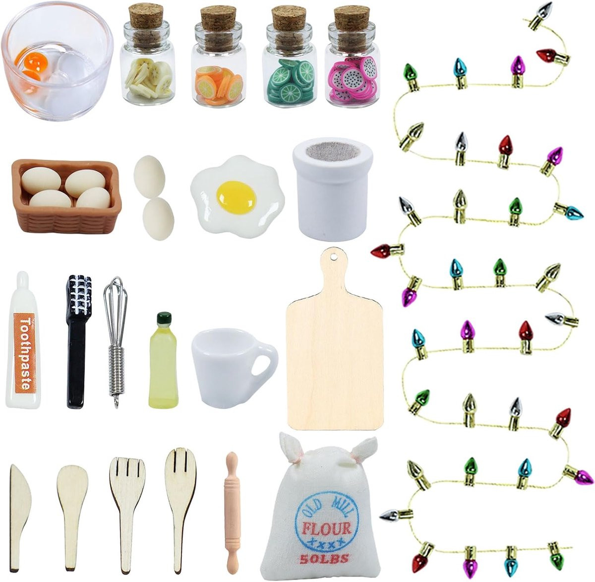 26 stuks Wichtel accessoires miniature kerst kabouter keukengerei voor poppenhuis