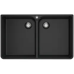 Villeroy & Boch Spülstein Doppelbecken Spülstein Doppelbecken 90 X 639001 900x550 mm Pure Black 639001R7