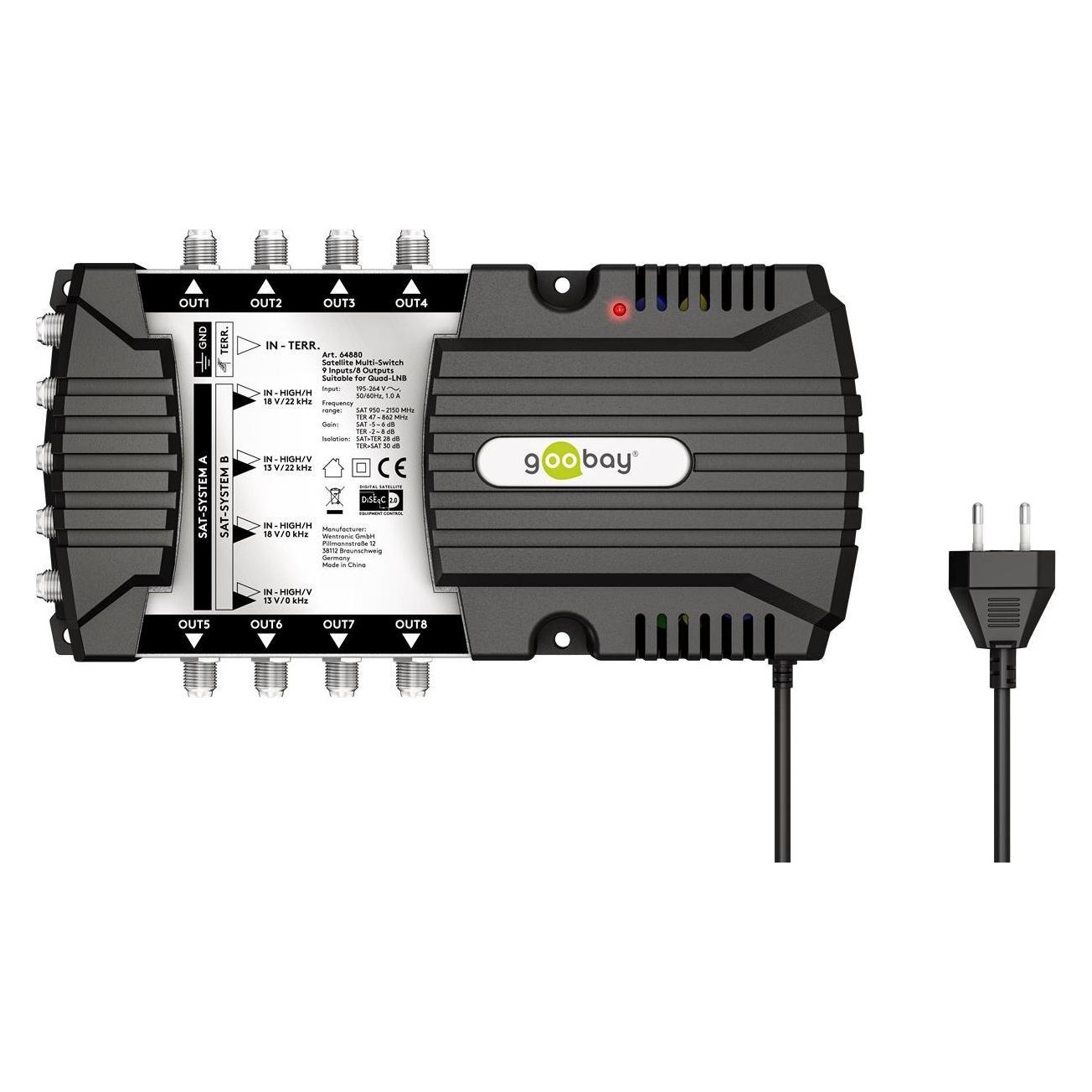 Goobay Sat-Multischalter 9 Eingänge/8 Ausgänge (Multischalter) (64880)