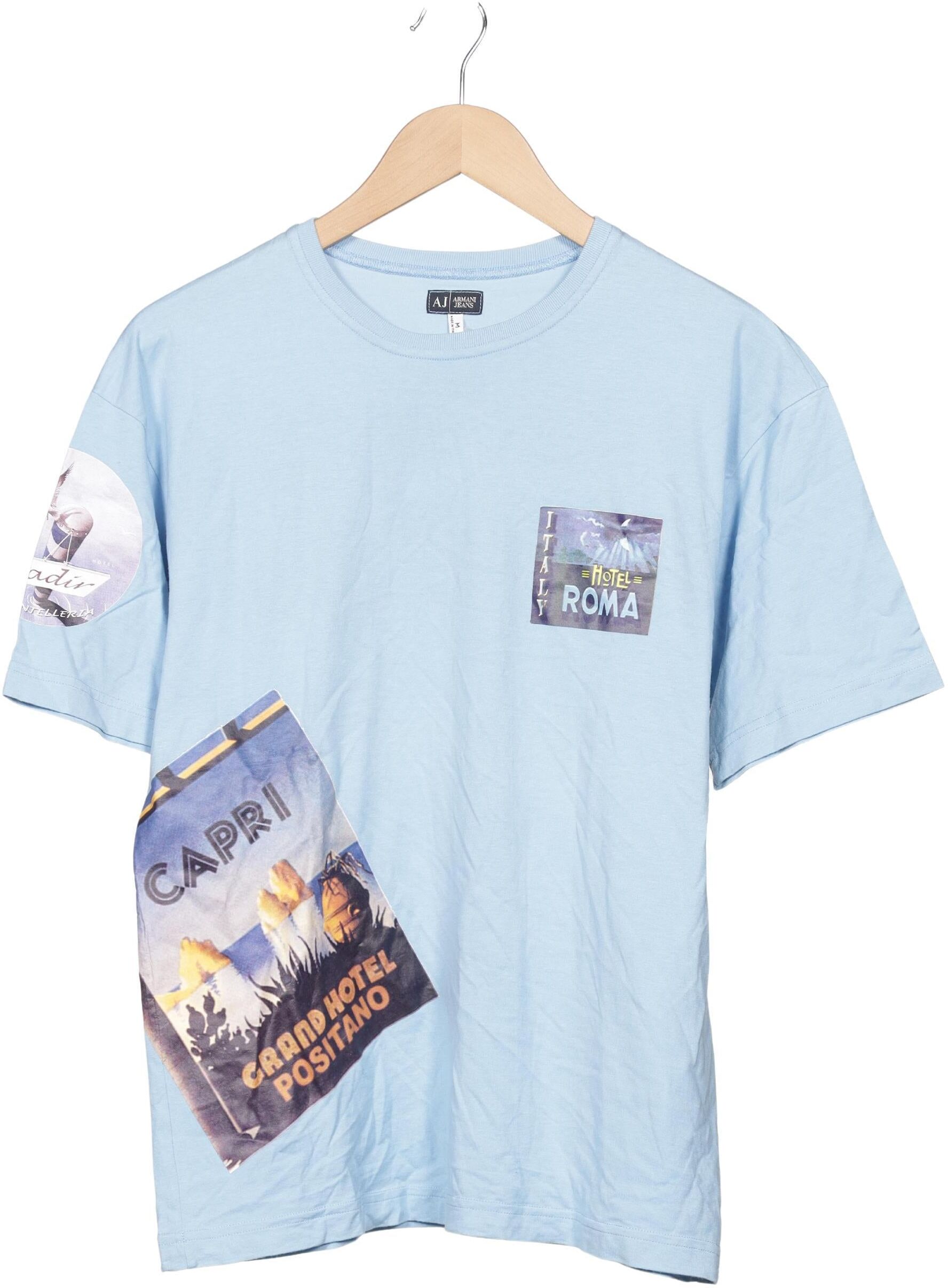Giorgio Armani Jeans Herren T-Shirt, Hellblau, Gr. M, Baumwolle - Second Hand