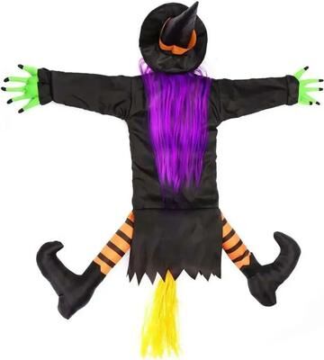 Uplift Treasures Halloween Crashing Witch Tree Hanging Outdoor Decoration purple Orange