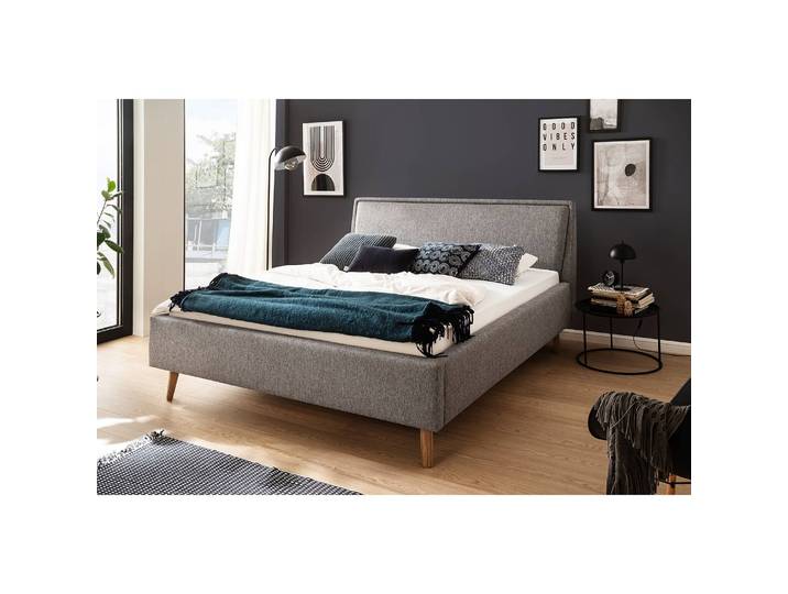 Polsterbett Frieda 180 x 200cm Webstoff Stenja Grau/Grau ohne Stauraum Braun