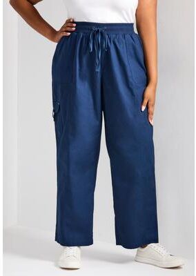 Plus Size Women's Cotton Cargo Pant by Avenue in Navy (Size 24)