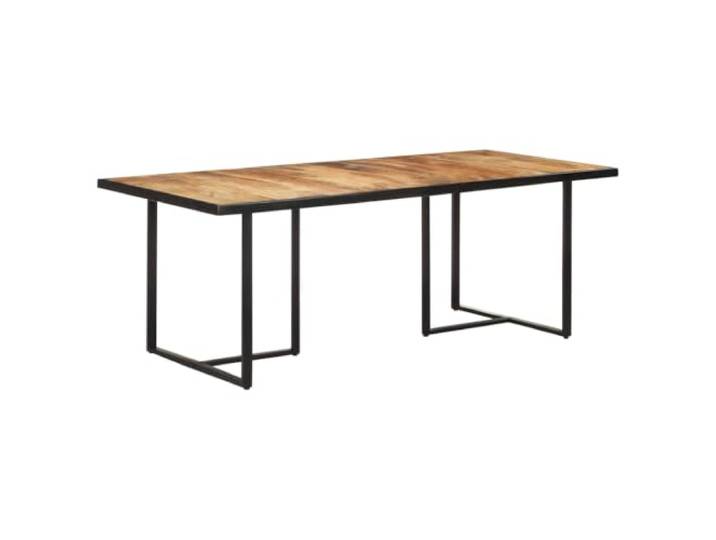 Tmriohed Esstisch Massivholz Mangoholz 200x100 cm Industrial Tisch Robuste Eisenbeine und unverwechselbare Naturmaserung für stilvolle Akzente in Esszimmer und Wohnküche.