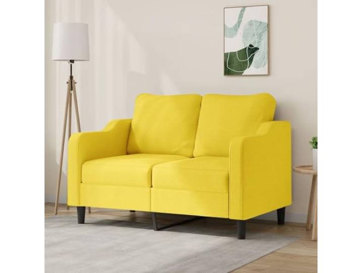 HEFZGDB 2-Sitzer Sofa Hellgelb 120 cm Stoff Polstermöbel Wohnzimmer Sitzgruppe mit strapazierfähigem Bezug atmungsaktiv langlebig Metallgestell robust stabil dick gepolsterte