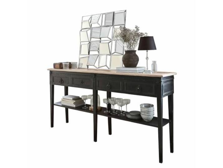 LOBERON Konsole Riviéres , schwarz/braun Sideboard, Hochwertiges Mangoholz, Handgefertigt, Mit kunstvoller Ornamenten-Verzierung