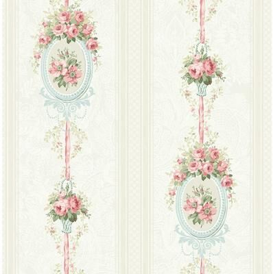 Seabrook Designs Yvette Cameo Stripe Unpasted Wallpaper