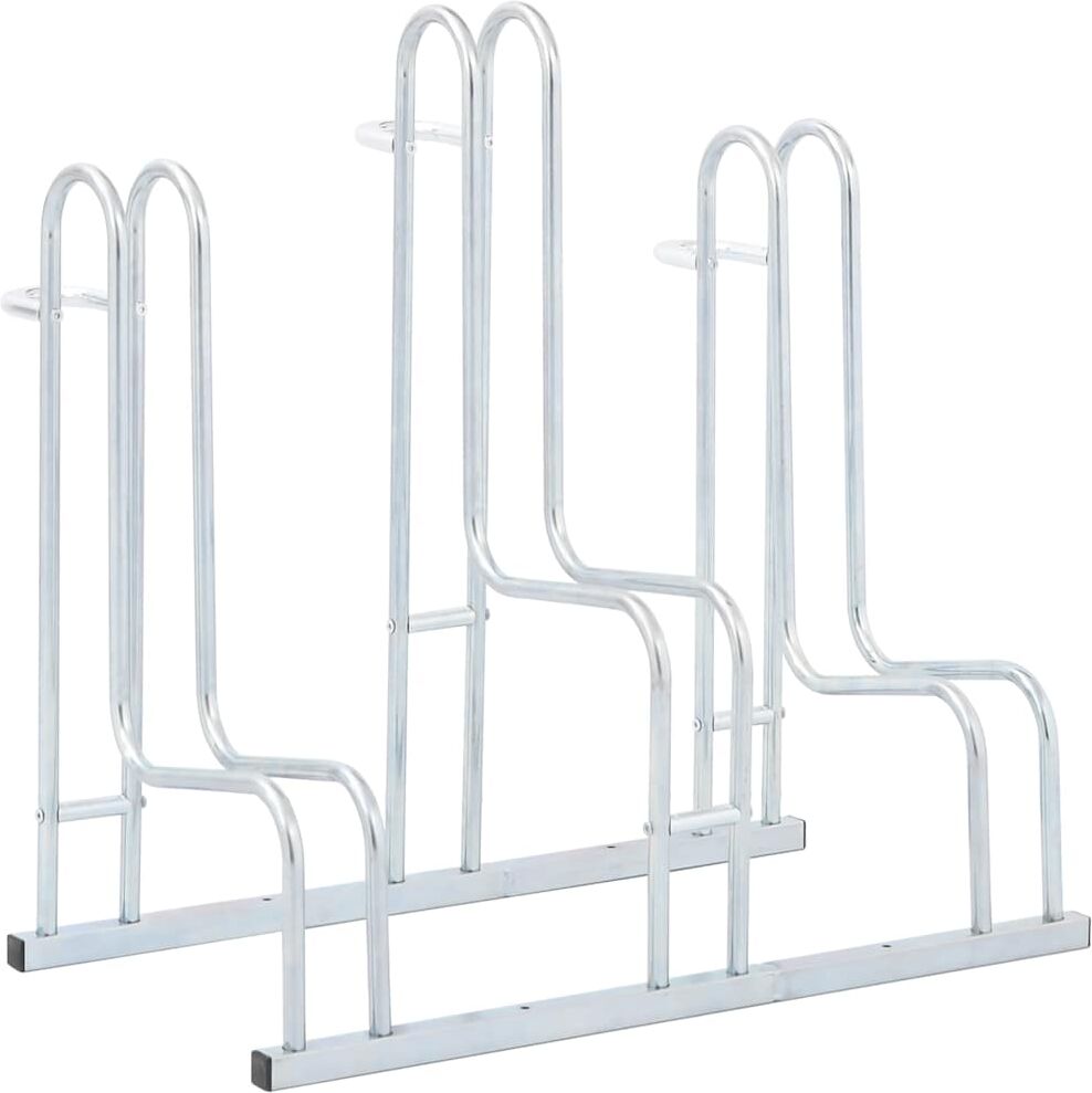 vidaXL Support de vélo au sol autoportant pour 3 vélos acier galvanisé