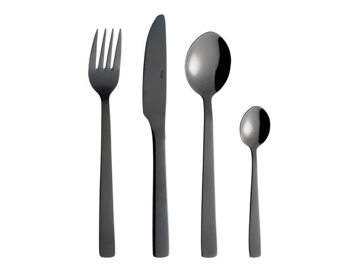 Aida Besteckset Raw, Schwarz, Metall, 16-teilig, 24.9x5.7x27.6 cm, lebensmittelecht, Besteck, Besteck-Sets