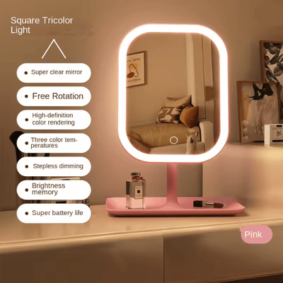 Inspire Essentials Modern LED Vanity Makeup Mirror With Touch Control pink