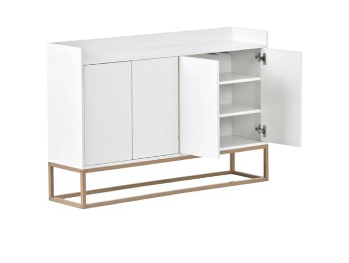 DAHUEN Sideboard für Esszimmer, Aufbewahrungsmöbel mit Tür, Sideboard ohne Griffe mit verstellbaren Einlegeböden, modernes Sideboard für Wohnzimmer, Küche, Esszimmer (weiß)