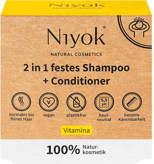 80g Niyok 2 in 1 festes Shampoo + Conditioner - Vitamina